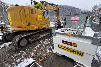 Il pieno di carburante si fa direttamente in loco, sul cantiere: l’HVO è fornito tramite appositi serbatoi presi a noleggio da Avesco Rent.