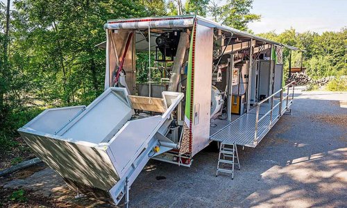 L'usine mobile de pellets Proxiflex.