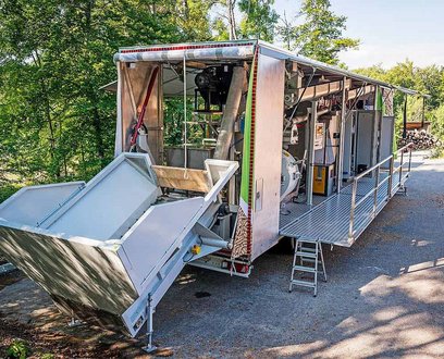 L'usine mobile de pellets Proxiflex.